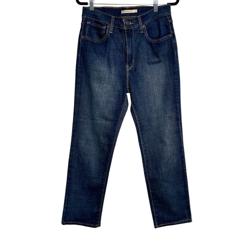 Levi’s 724 High Rise Straight Jeans Dark Wash Stretch Denim 30